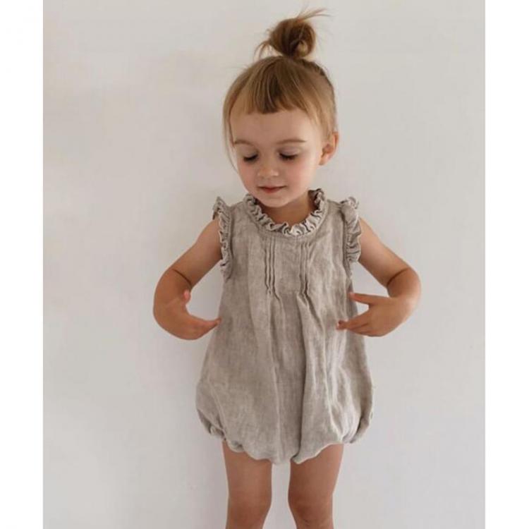 all in one place ילדים ותינוקות MILANCEL 2021 Spring Baby Bodysuit Korean Cotton Linen Sleeveless Girl Bodysuit