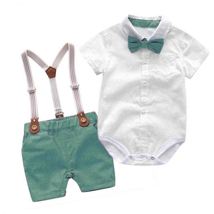 all in one place ילדים ותינוקות Baby Boy Clothes Summer Gentleman Birthday Suits Newborn Party Dress Soft Cotton Solid Rmper + Belt Pants Infant Toddler Set