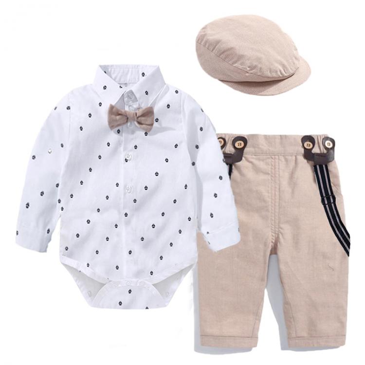 all in one place ילדים ותינוקות Romper Clothes Set For Baby Boy With Bow Hat Gentleman Striped Summer Suit With Bow Toddler Kid Bodysuit Set Infant Boy Clothing