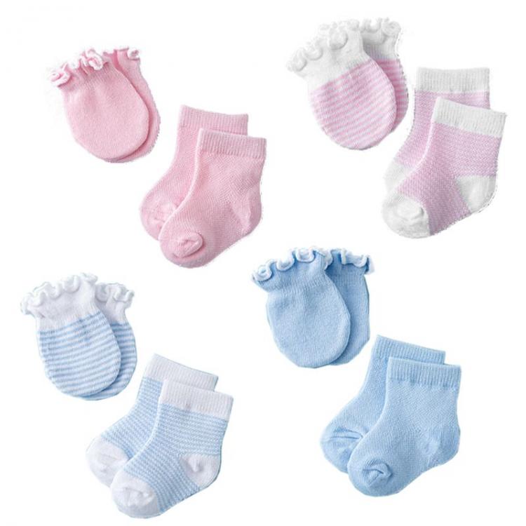 all in one place ילדים ותינוקות 4 Pairs Children Kids Baby Newborn Socks Gloves Anti-scratch Breathable Elasticity Protection Face Mittens Shower Gift