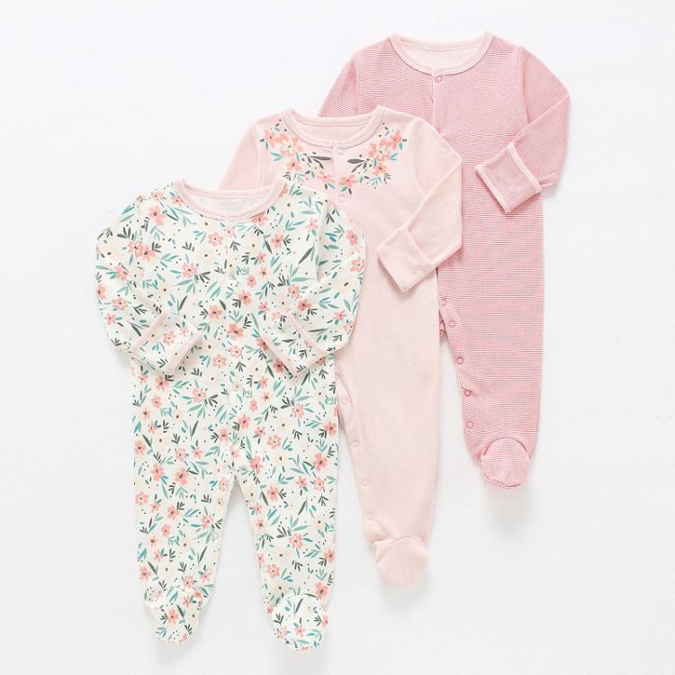 all in one place ילדים ותינוקות Baby Rompers 3pcs Flower Sleepsuit  Baby Girl Pajamas Newborn Boy Clothes Baby Girl Romper Infant Baby Jumpsuit Underwear Cotton