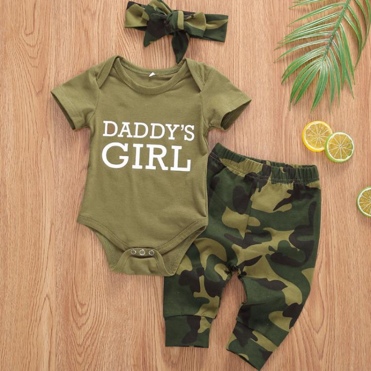 all in one place ילדים ותינוקות Baby Girls Boys Clothes Set Camouflage Short Sleeve Letter Printed Bodysuit Tops+Pants Toddler Baby Clothes Summer 2021