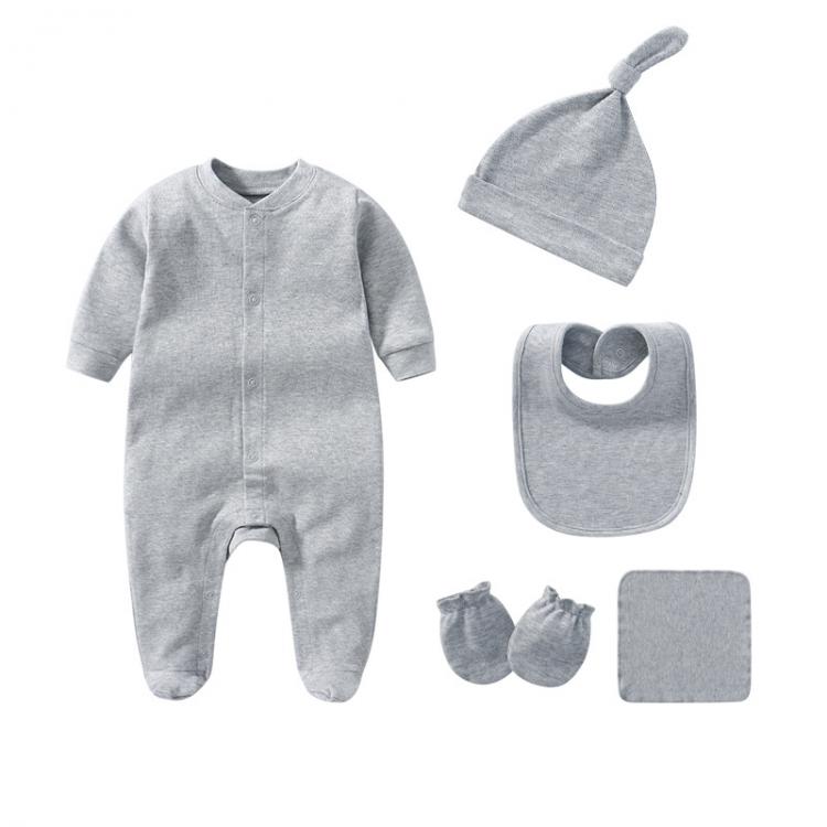 all in one place ילדים ותינוקות 2021 Solid Pajamas Sets 5PCS Newborn Cotton Romper Unisex Baby Girl Clothes Jumpsuit Spring Baby Boy Clothes Ropa Bebe Autumn