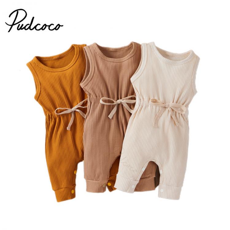 all in one place ילדים ותינוקות Newborn Baby Sleeveless Ribbed Solid Romper Jumpsuit Stylish Romper Jumpsuit for Kids Boys Girls 0-18M