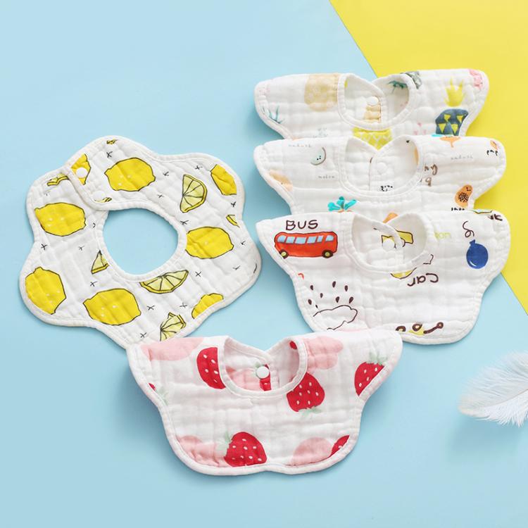 all in one place ילדים ותינוקות 6 Layers Gauze Muslin Baby Rotating Cotton Bibs Cartoon Print Saliva Towel Baby Boys Girls Feeding Apron Cotton Bandana Bibs