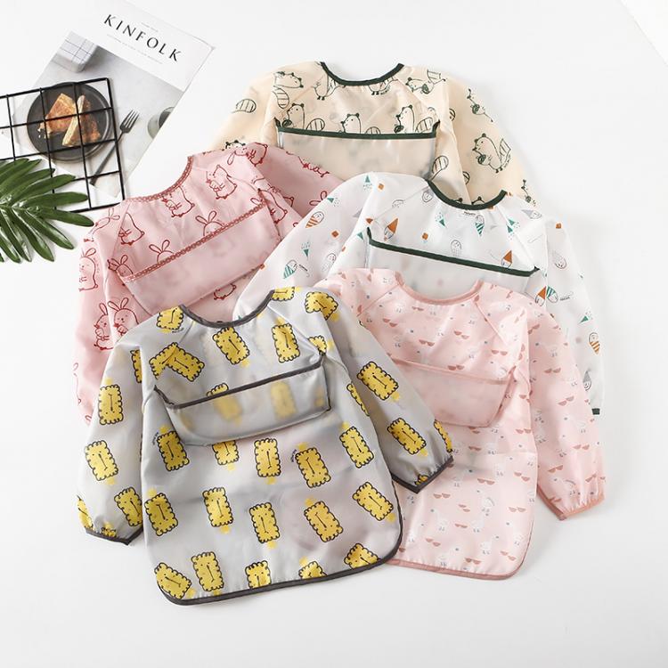 all in one place ילדים ותינוקות Cute Baby Bibs Waterproof Long Sleeve Apron Children Feeding Smock Burp Clothes Soft Eat Toddler Cartoon Baberos Bavoir Clothing