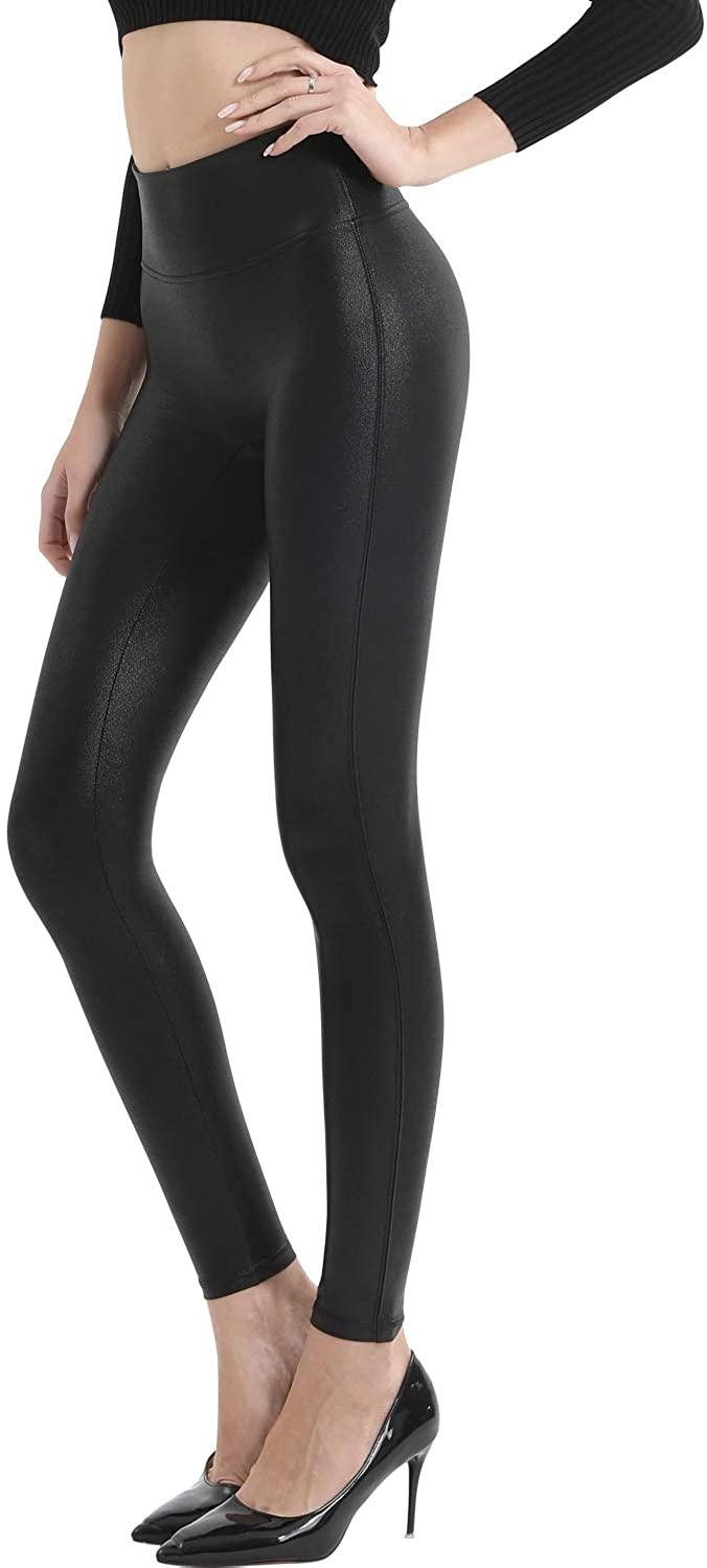 all in one place בגדי נשים Retro Gong Womens Faux Leather Leggings Stretch High Waisted Pleather Pants