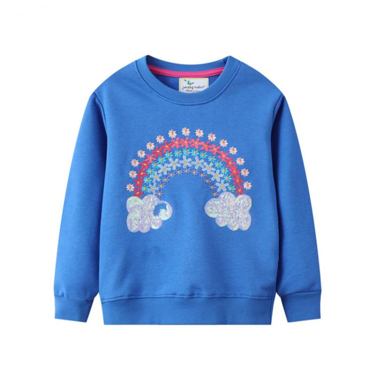 all in one place ילדים ותינוקות Jumping Meters Autumn Sweatshirts New Baby Girls Brand Clothes Stripe Rainbow Applique Toddler Sweatshirts Kids Girl Outfits
