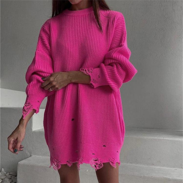 all in one place בגדי נשים O Neck 2021 Green Sweater Dress Women Knitted Long Sleeve Autumn Winter Oversized Mini Elegant Dresses Party Sexy Outfits Solid