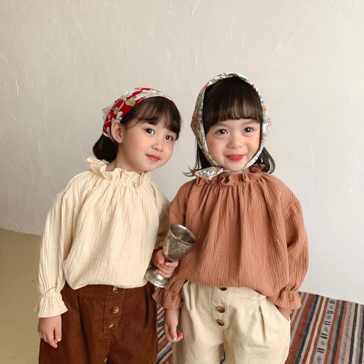 all in one place ילדים ותינוקות Spring Autumn Kids Shirt Clothing Infant Girls Long Sleeve Solid Shirt Tops Toddler Girl Cotton Shirts Clothes