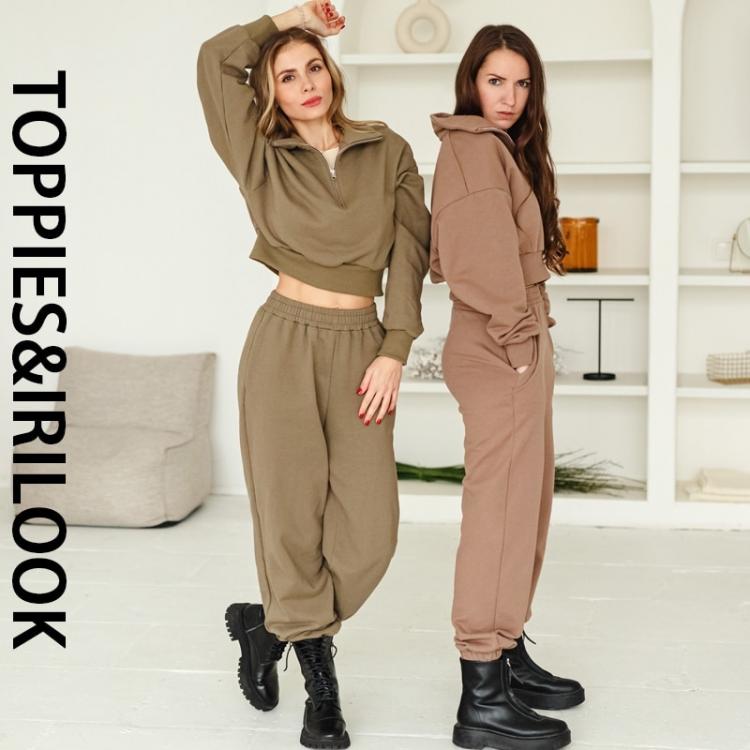 all in one place בגדי נשים Toppies 2021 Fashion Two Piece Sets Women's Tracksuit Tops+Pants Casual Outfits Female Cropped Tops