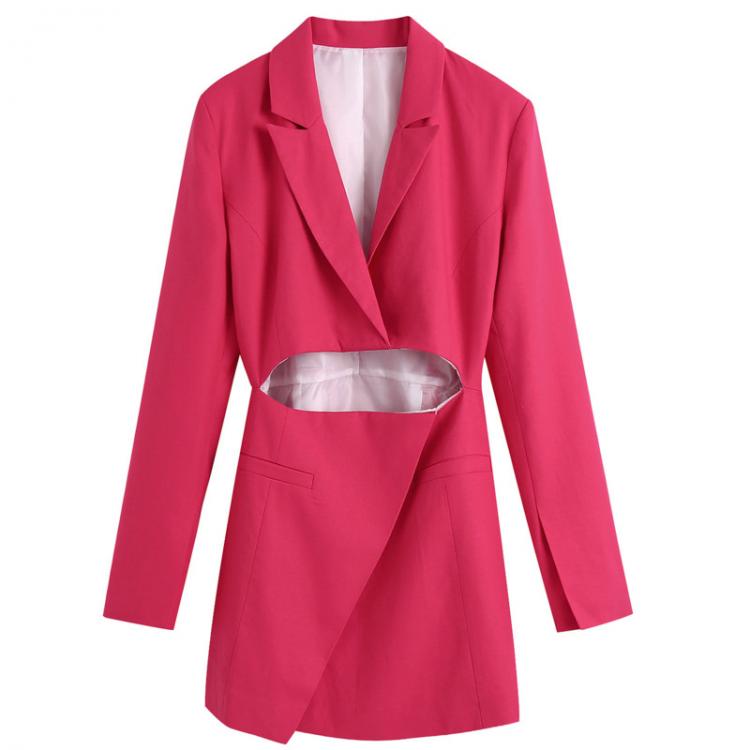 all in one place בגדי נשים Slim Fit Blazer Dress New Notched Long Sleeve Women Fashion Dress Hollow Waist Personality Design Dress Solid Color Autumn Wear