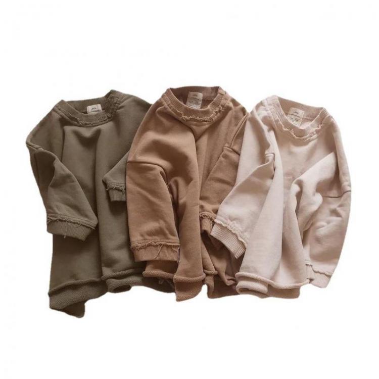 all in one place ילדים ותינוקות 2021 Toddler Kids Fashion Solid Colour Cotton Sweatshirt  Boys And Girls Long Sleeve Casual Pullover Baby Autumn Outer Clothes