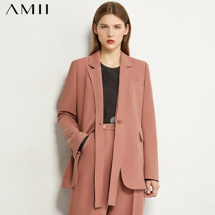 all in one place בגדי נשים Amii Minimalism Autumn Winter Suits For Women OLstyle Solid Lapel Blazer Women High Waist Ankel-length Women's Pants  1207034