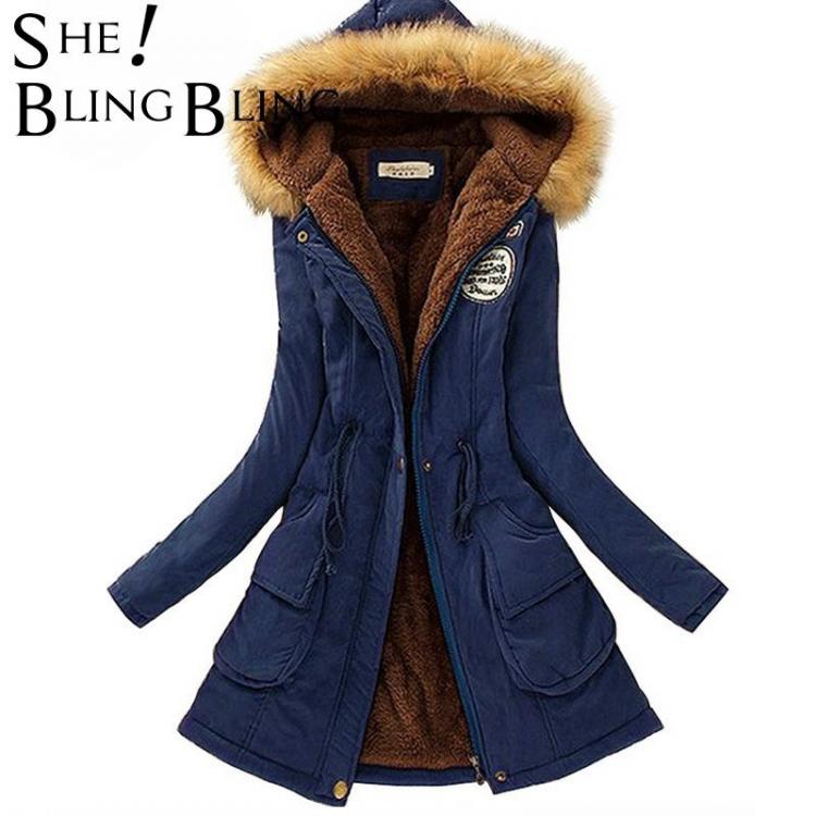 all in one place בגדי נשים SheBlingBling Autumn Warm Winter Jacket Women Women's Fur Collar Coats Jackets for Lady Long Slim Down Parka Hoodies Parkas