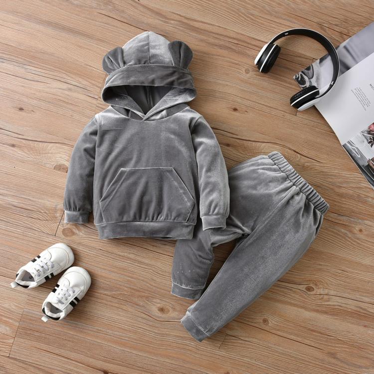 all in one place ילדים ותינוקות Baby Clothes Set Solid Grey Clothing For Baby 2Pcs Hoodie Pant Suit Long Sleeve Spring/Fall Toddlers Outfits 0-2Y Boy/Girl Sets