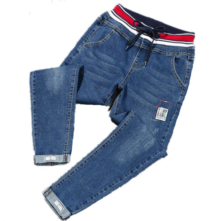 all in one place בגדי נשים Large Plus Size 4XL 5XL Spring Stretch Jeans Women High Street Lace Up Harem Jeans Pants Elastic Wasit Patch Cuffs Denim Pants