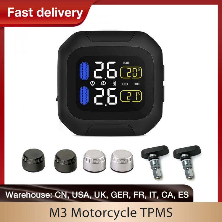 all in one place אלקטרוניקה M3 Waterproof Motorcycle Real Time Tire Pressure Monitoring System TPMS Wireless LCD Display Internal or External TH/WI Sensors