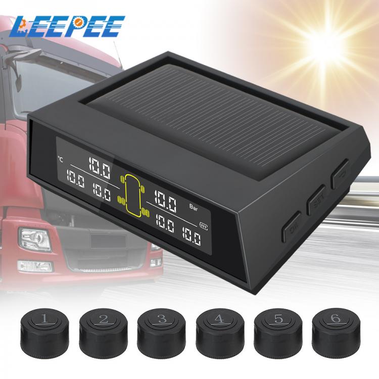 all in one place אלקטרוניקה 6 Tyre Sensor Solar TPMS Tire Pressure Monitoring System LCD Digital Display Wireless Truck Bus RV Oversize Vehicle Electronics