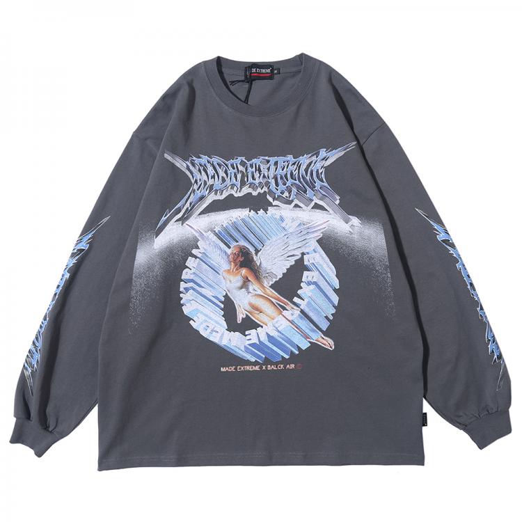 all in one place בגדי נשים Women Long Sleeve Retro Graphic Tees Top Angel Shirt Clothes Oversized T Shirt 2020 Women Clothing Fashion Spring Streetwear