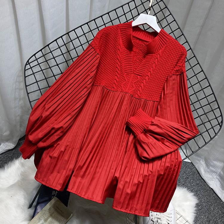 all in one place בגדי נשים SuperAen Sweater Female Korean Design 2021 Autumn Retro Knitted Stitching Loose Oversize Ladies V-neck Sweater Shirt