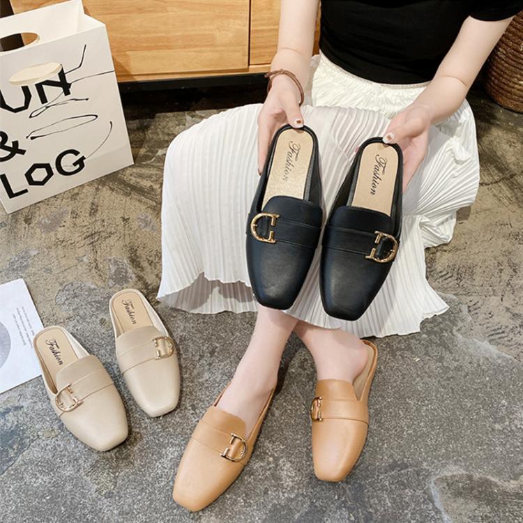 all in one place בגדי נשים COZOK Women's Flat Shoes Luxury Mules Half Slippers Outdoor Slip-on Summer Autumn Low Heel Shallow Casual Female Single Shoes