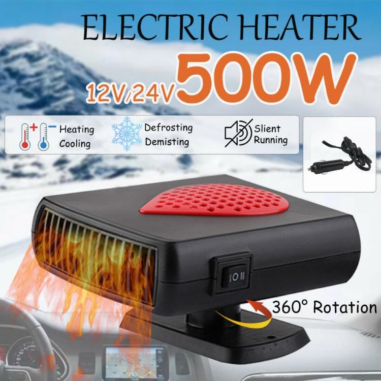 all in one place אלקטרוניקה 12V/24V Universal Car Auto Heater Hot Air Blower 3 in 1 Portable 500W Hot Fan Window Defroster Demister Car Accessories