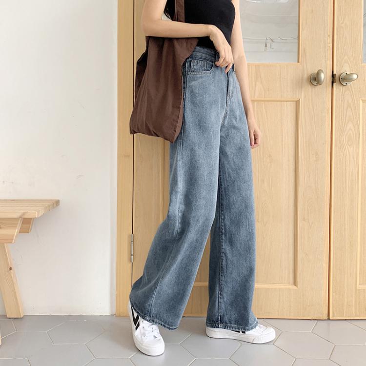 all in one place בגדי נשים High Waist Jeans for Women Spring/Summer 2021 New Loose Wide Leg Drooping Slimming All-Matching Straight Pants Summer Fashion
