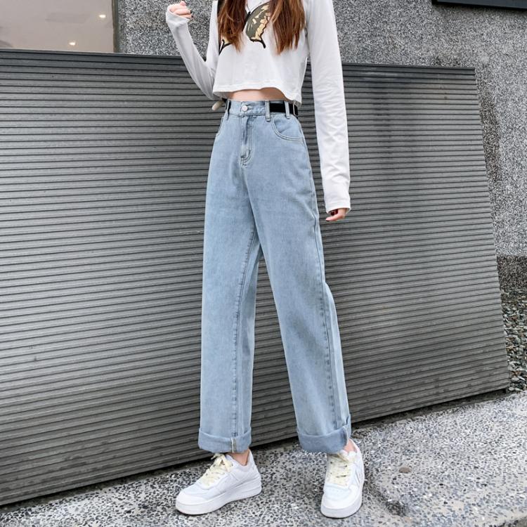 all in one place בגדי נשים Summer Thin High Waist Slimming and Wide Leg Jeans for Women 2020 New Loose Student Drooping Straight Mop Pants