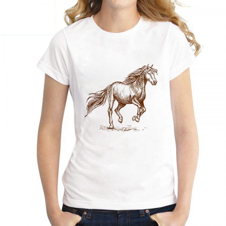 all in one place בגדי נשים Women Tshirt 2021 Summer Horse Head Print female Tees Aesthetic Art Casual Harajuku Short sleeve tee tops for women Plus Size