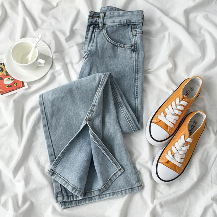 all in one place בגדי נשים Jeans for Women 2021 New Spring and Autumn Straight Loose Pants Slimming Versatile Design Sense Split Wide Leg Pants Summer
