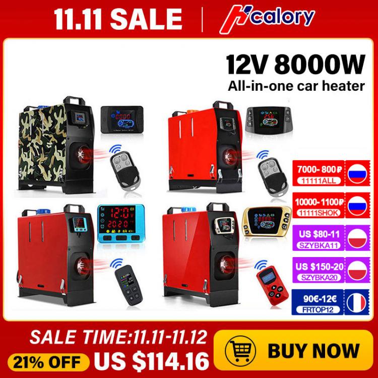 all in one place אלקטרוניקה Hcalory All In One Diesel Air Car Heater Host 8KW Adjustable 12V LCD English Remote Control Integrated Parking Heater Machine