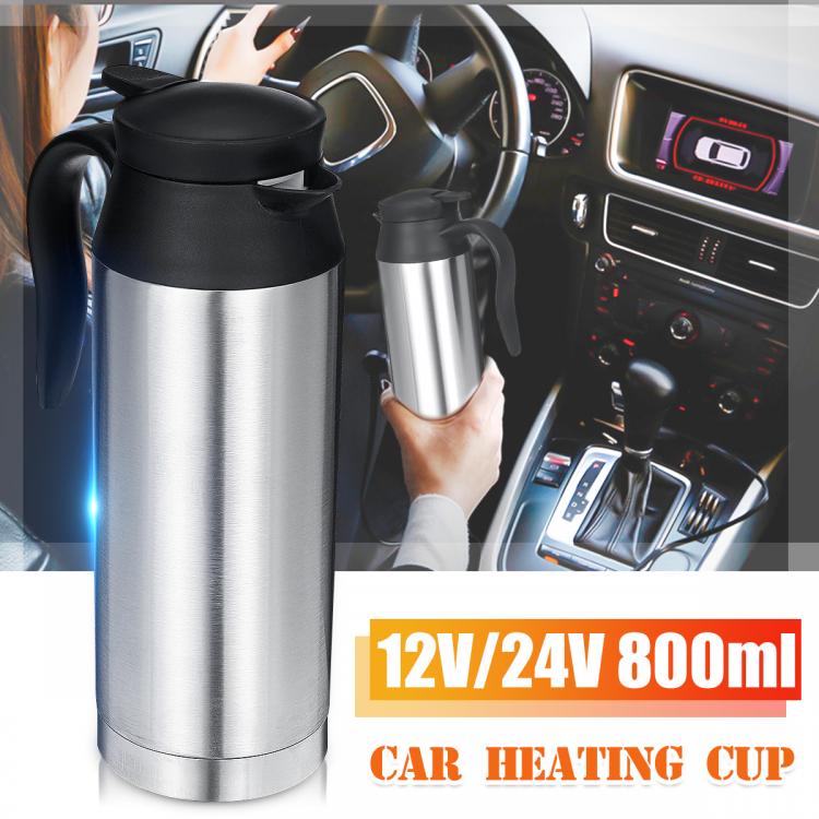 all in one place אלקטרוניקה 800ML 12V/24V Portable Cup Kettle Travel Milk Coffee Mug Car Electric Kettle With Cigar Lighter Cable Keep Warmer Water Kettle