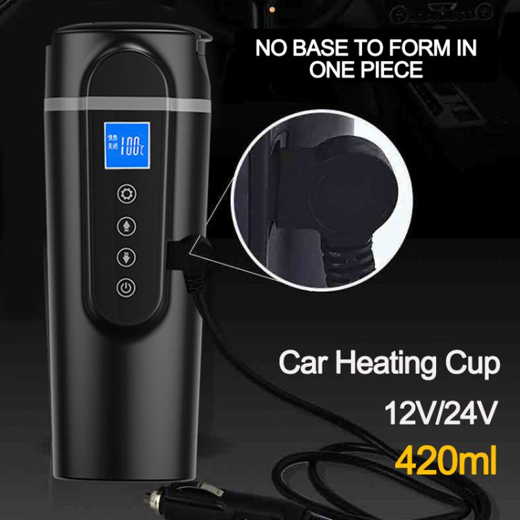 all in one place אלקטרוניקה Portable 420ml Stainless Steel Car Heating Cup 12V/24V LCD Display Electric Water Cup Temperature Kettle Coffee Milk Tea Heated