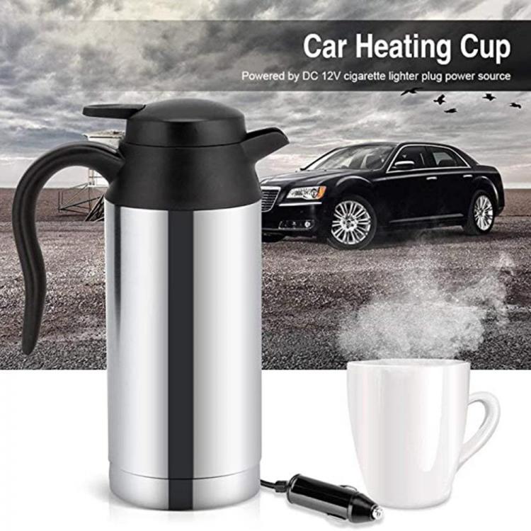 all in one place אלקטרוניקה 12V 750ml Vehicular Kettle Car Electric Pot Stainless Steel Coffee Mug With Cigarette Lighter Auto Accessories Coffee Kettle