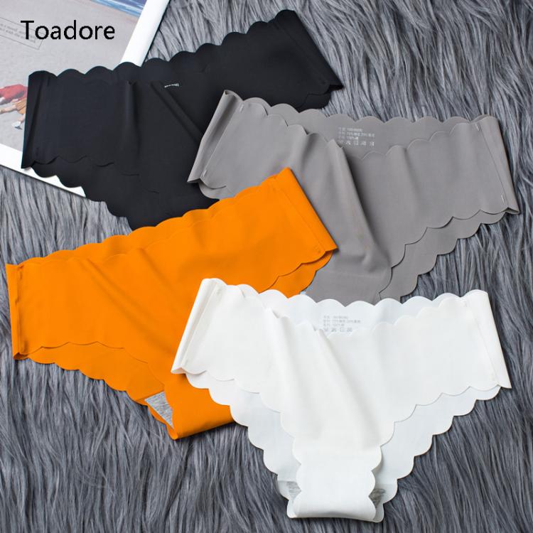 all in one place בגדי נשים Toadore Women's Seamless Panties Slip Silk Satin Underwear Woman Ruffle Female Underpants Lady Briefs Girls Smooth Plain Pant