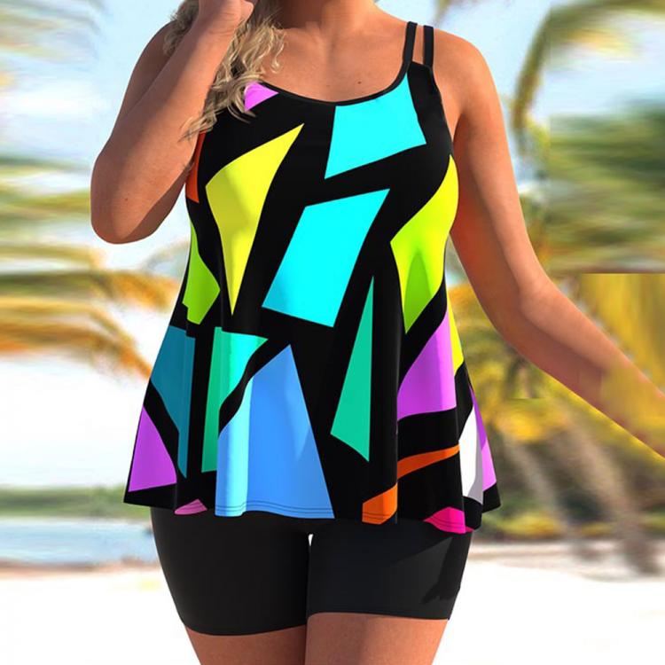 all in one place בגדי נשים Tankini Swimsuits 2021 New Plus Size Swimwear Women Geometric Print Swimsuit Female Two Pieces Bathing Suit Beachwear Swim Lady