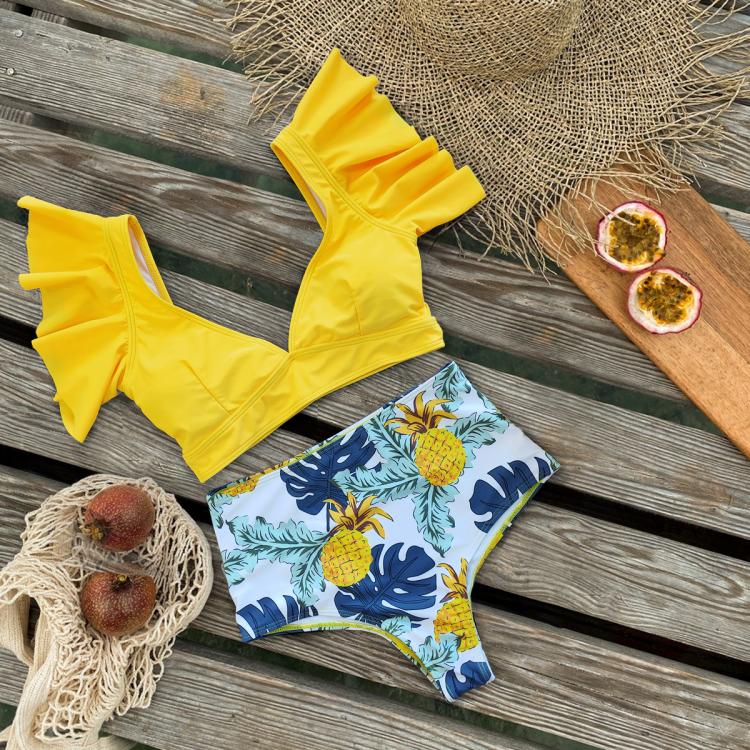 all in one place בגדי נשים 2021 New Swimsuit Women Swimwear High Waist Bikini Ruffle Bikini Set Push Up Bathing Suit Print Beach wear Summer Biquini Female