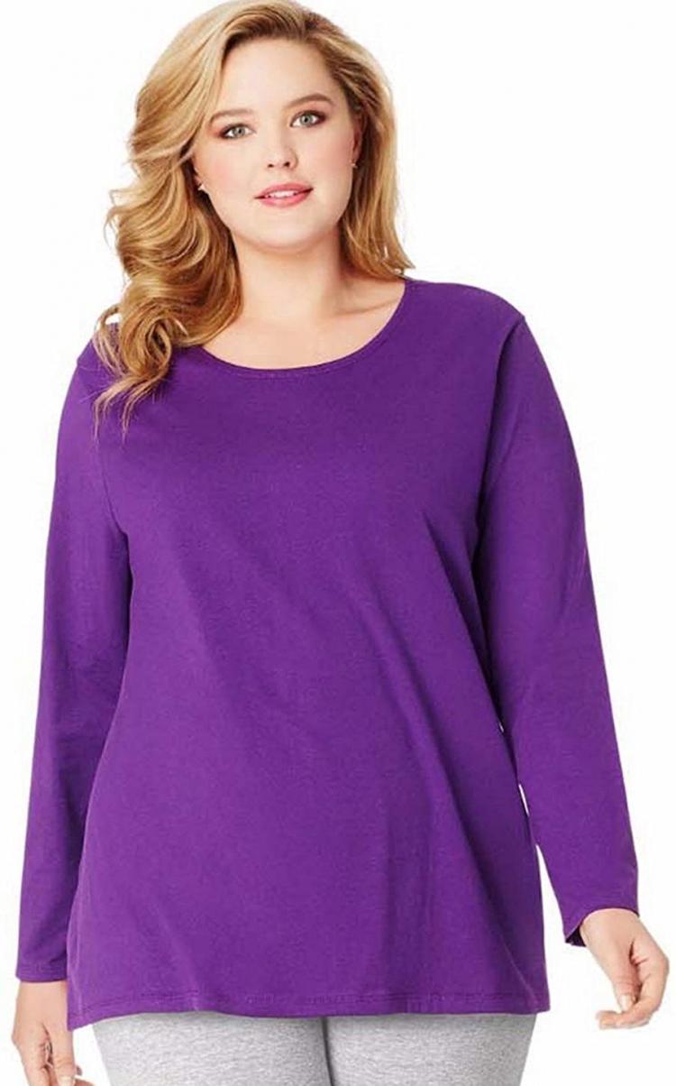all in one place בגדי נשים JUST MY SIZE Women's Plus Size Long Sleeve Tee