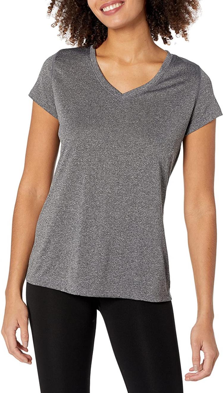 all in one place בגדי נשים Hanes Sport Women's Heathered Performance V-Neck Tee