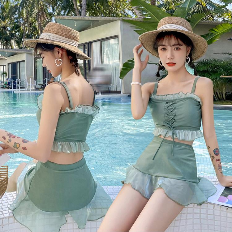 all in one place בגדי נשים 2021 New Korean Sexy Bikini Set Women Swimsuit Push Up Swimwear Bikini Bathing Suit Swim Wear Beach Swimming Skirt