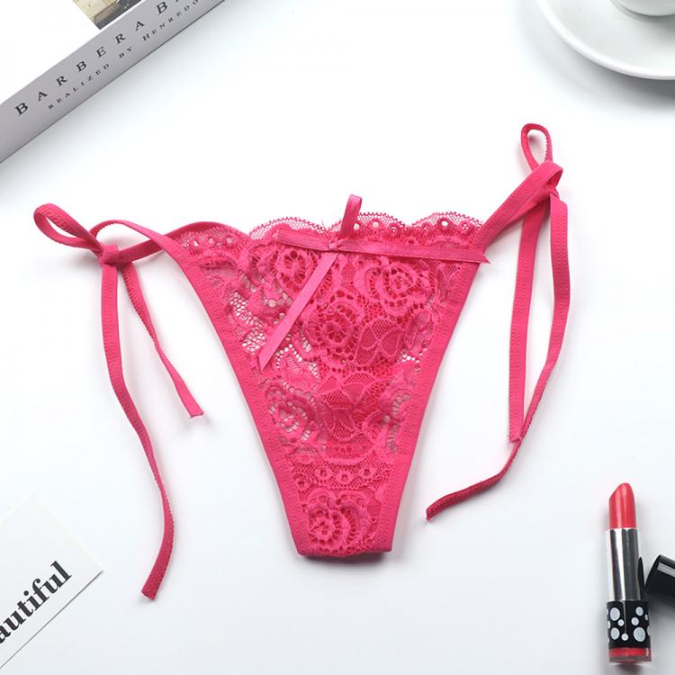 all in one place בגדי נשים 1 pc Sexy G-string Thongs Women Panties Floral Sheer Underwear Soft Side Tie Lingerie Briefs Lace Transparent Thong Panties