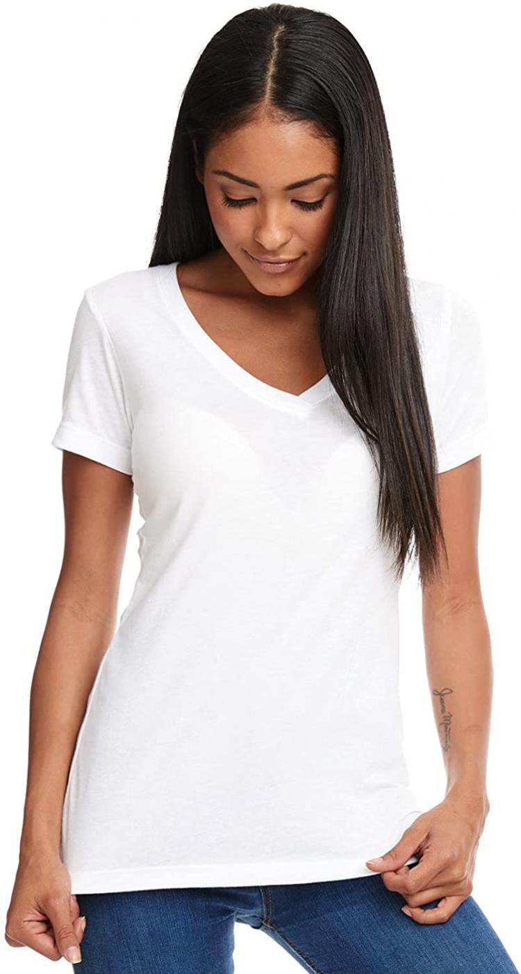 all in one place בגדי נשים Next Level Womens Ideal V-Neck Tee (N1540) White l