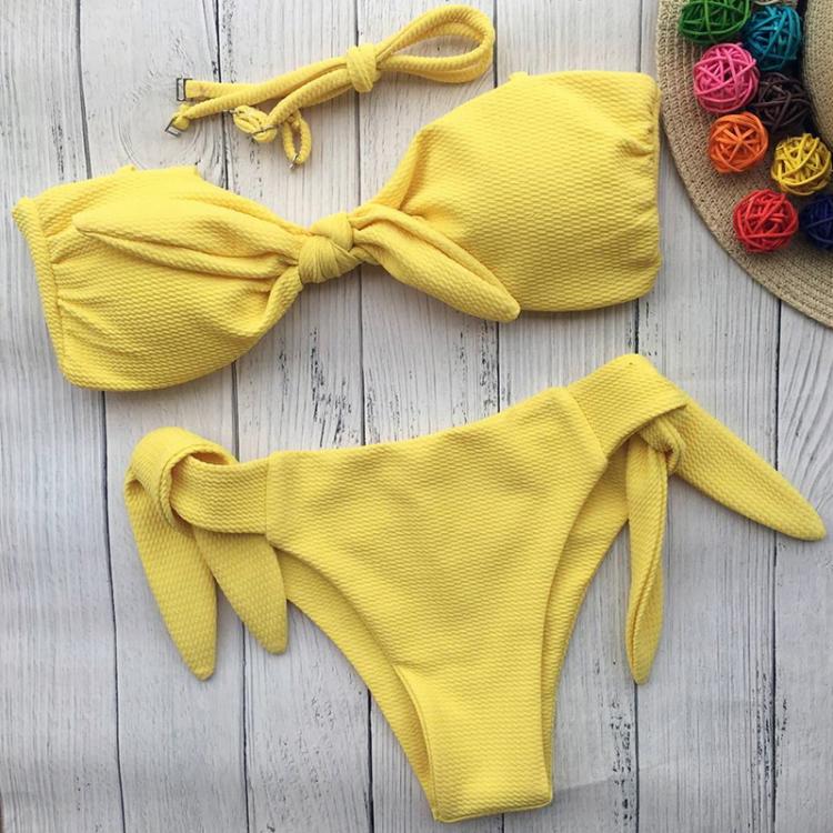 all in one place בגדי נשים ZTVitality Bikini 2020 New Arrival 6 Colours Solid Bow-knot Bikinis Strapless Low Waist Bandage Sexy Swimsuit Swimwear Women S-L