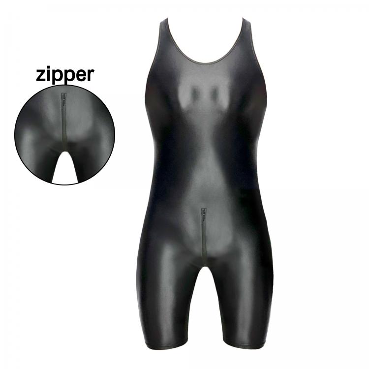 all in one place בגדי נשים XCKNY Sexy crotch zipper tights oily glossy one-piece bodybuilding sports one-piece crotch zipper vest shorts Yoga Pants