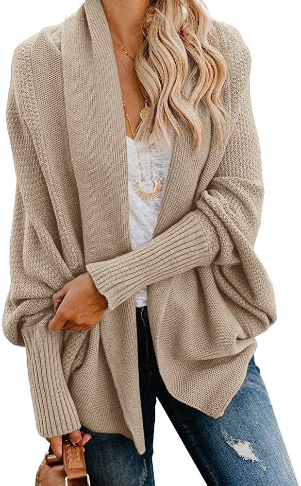 all in one place בגדי נשים Imily Bela Women's Kimono Batwing Cable Knitted Slouchy Oversized Wrap Cardigan Sweater