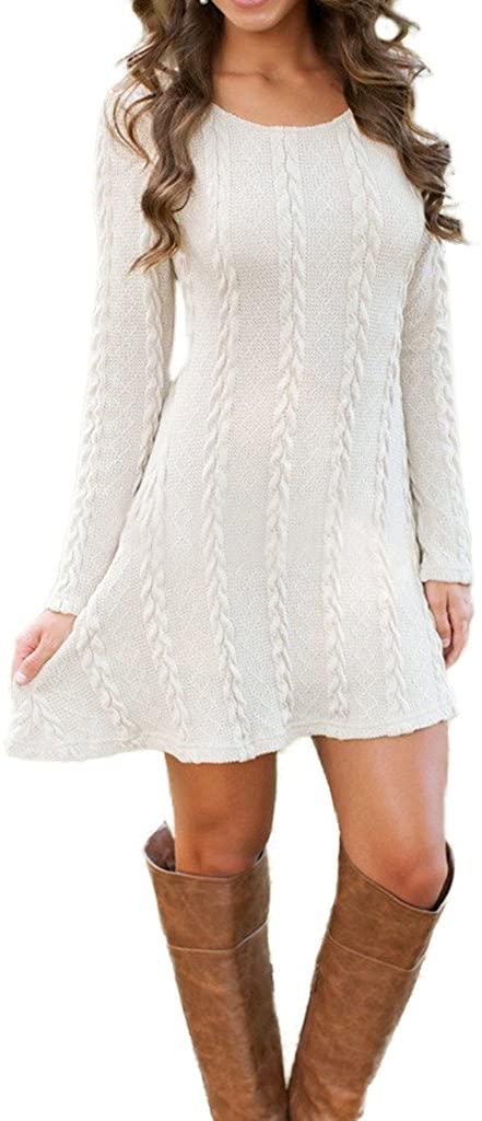 all in one place בגדי נשים Mansy Womens Knitted Crewneck Sweater Dress