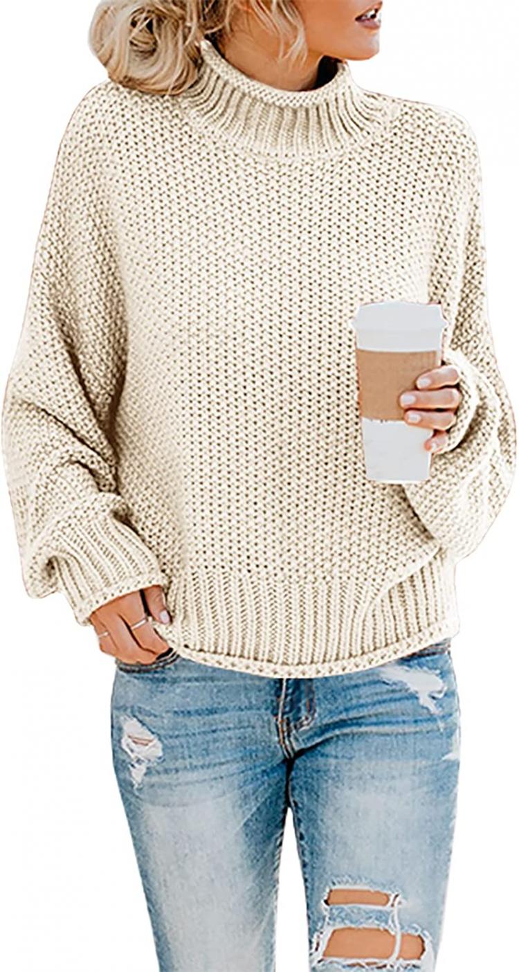 all in one place בגדי נשים Saodimallsu Womens Turtleneck Oversized Sweaters Batwing Long Sleeve Pullover Loose Chunky Knit Jumper
