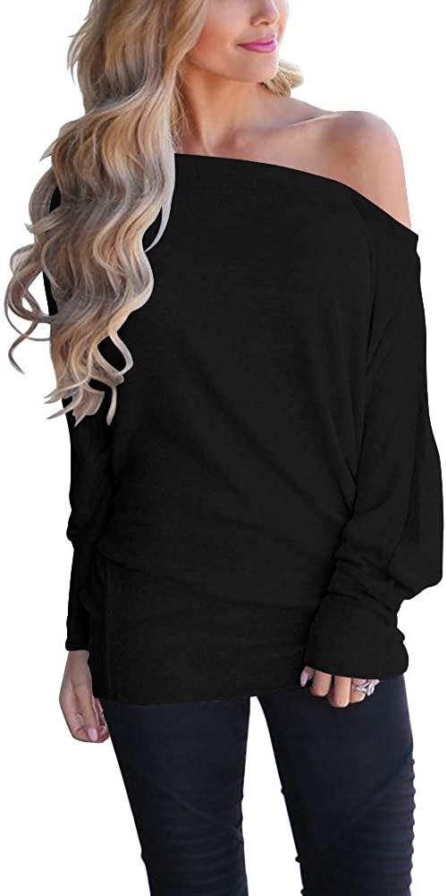 all in one place בגדי נשים Lacozy Women's Off Shoulder Long Sleeve Oversized Pullover Sweater Knit Jumper Loose Tunic Tops