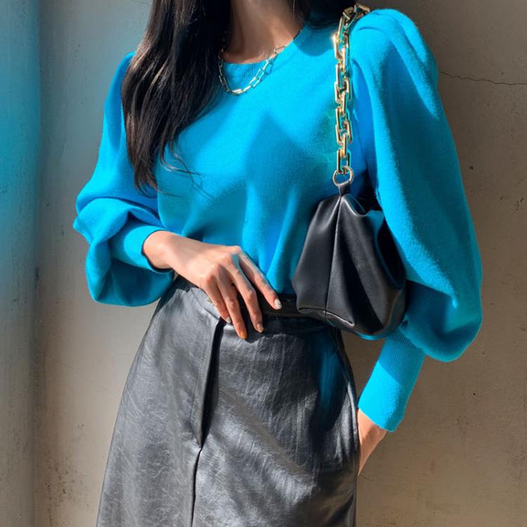 all in one place בגדי נשים Alien Kitty 2021 New Women Sweaters Knitted Solid Elegant O-Neck Puff Sleeves Retro Fashion Loose Office Lady Casual Tops